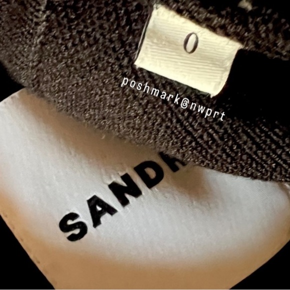 SANDRO Haylo Coatigan Ruffle Hem Knit Cardigan Sweater Jacket Black Cream XS 0 - Picture 8 of 15